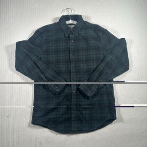 Abercrombie & Fitch Mens Green & Black Flannel Button-Down Top S
